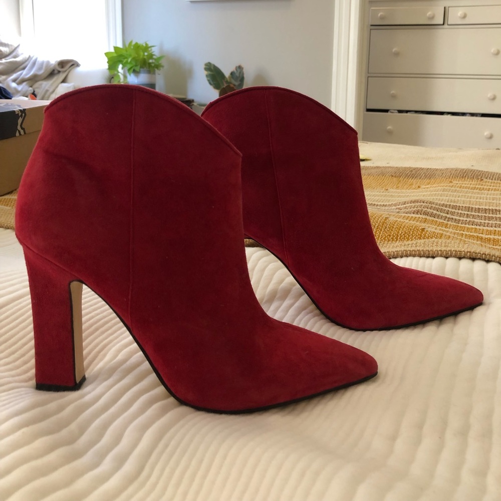 Marc fisher red suede booties 7 1/2